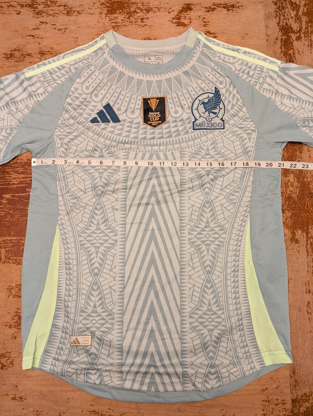 Adidas Mexico Green Patterned Soccer Jersey XL Slim Fit - Picture 15 of 16